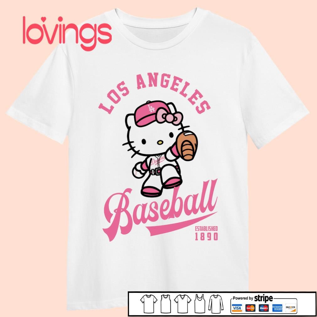 Hello Kitty Los Angeles Dodgers pink shirt, merch, gear & apparel