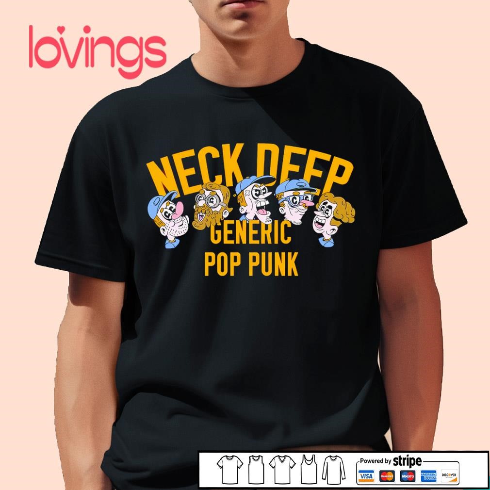 Neck deep generic pop punk cartoon faces us shirt, merch