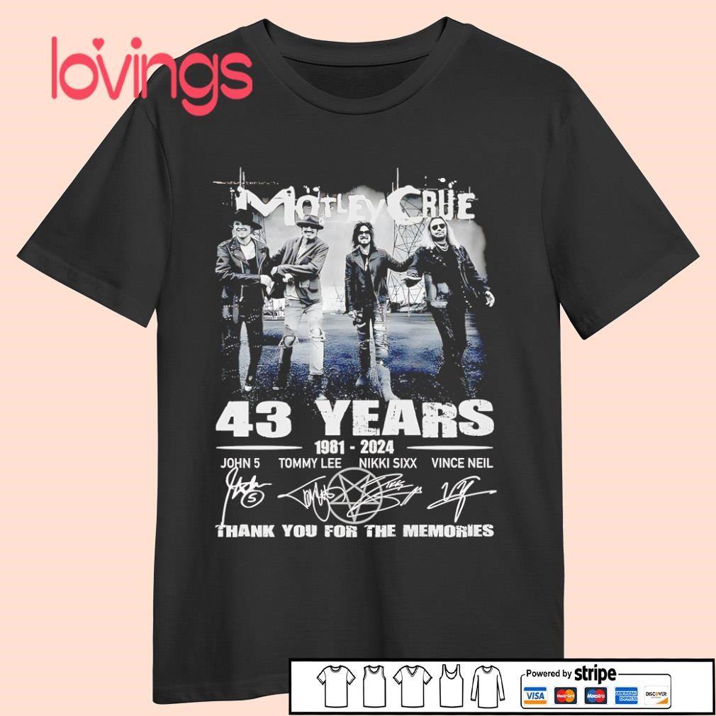 【レア】MOTLEY CRUE 2024アメリカツアーTシャツ【Мサイズ】 Motley Crue 43 Years 1981-2024 thank you signatures shirt