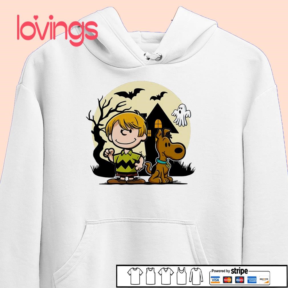 Charlie Brown and Scooby Doo shaggy Halloween spooky shirt, merch, gear \u0026  apparel, image size:1010x1010