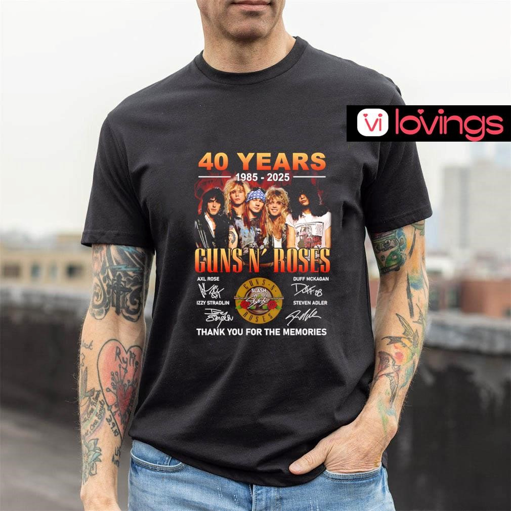 Guns N' Roses 40 Years 1985 2025 thank you for the memories shirt