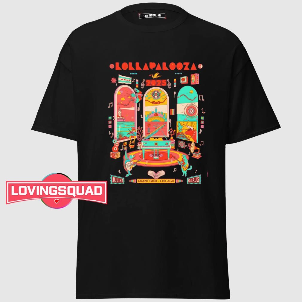 Lollapalooza 2025 Tシャツ　X Lサイズ Lollapalooza 2025: Retro Music Festival Graphic, Psychedelic