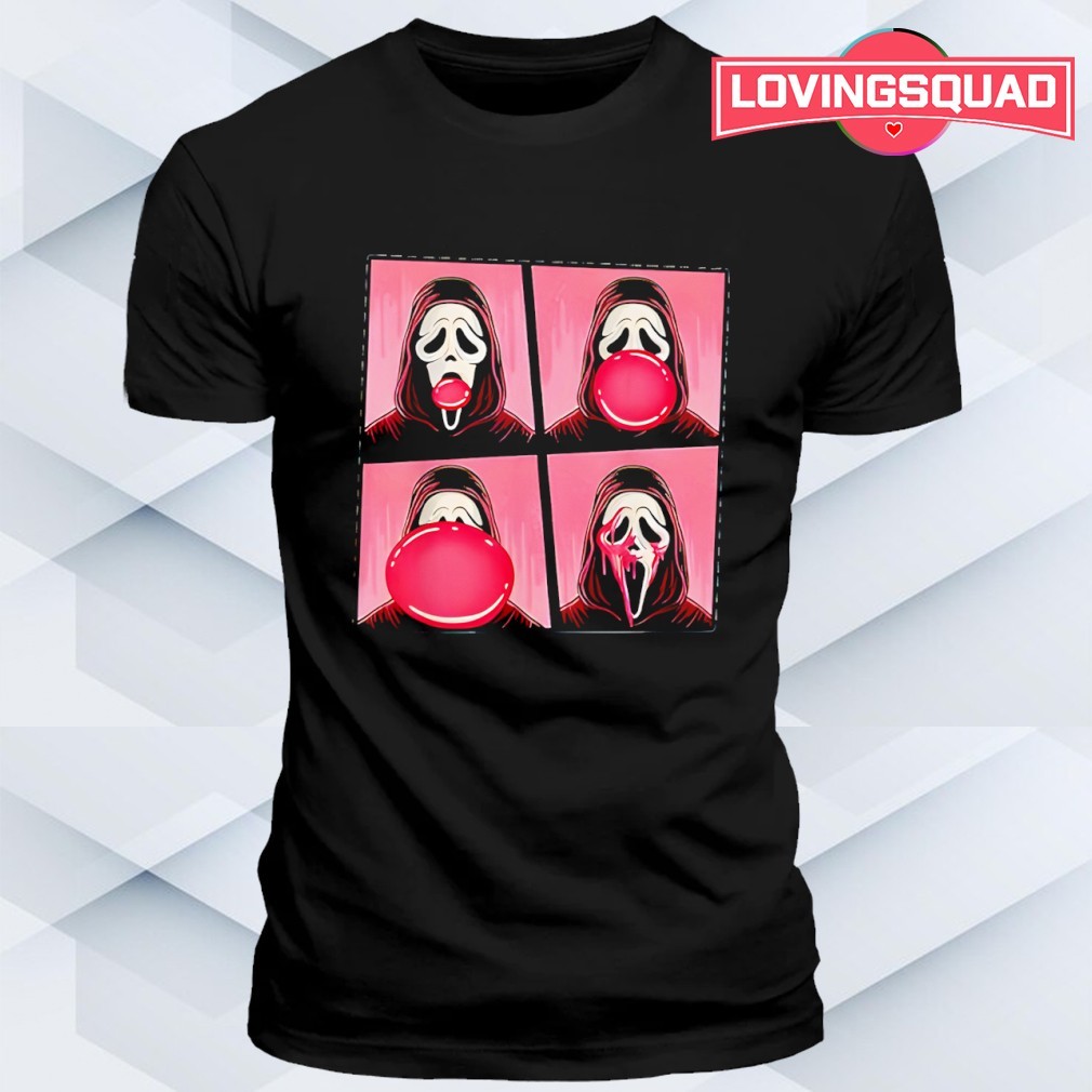 Scary Face Bubble Gum in October We Wear Pink Ghost Meme shirt, merch, gear  \u0026 apparel, image size:1010x1010