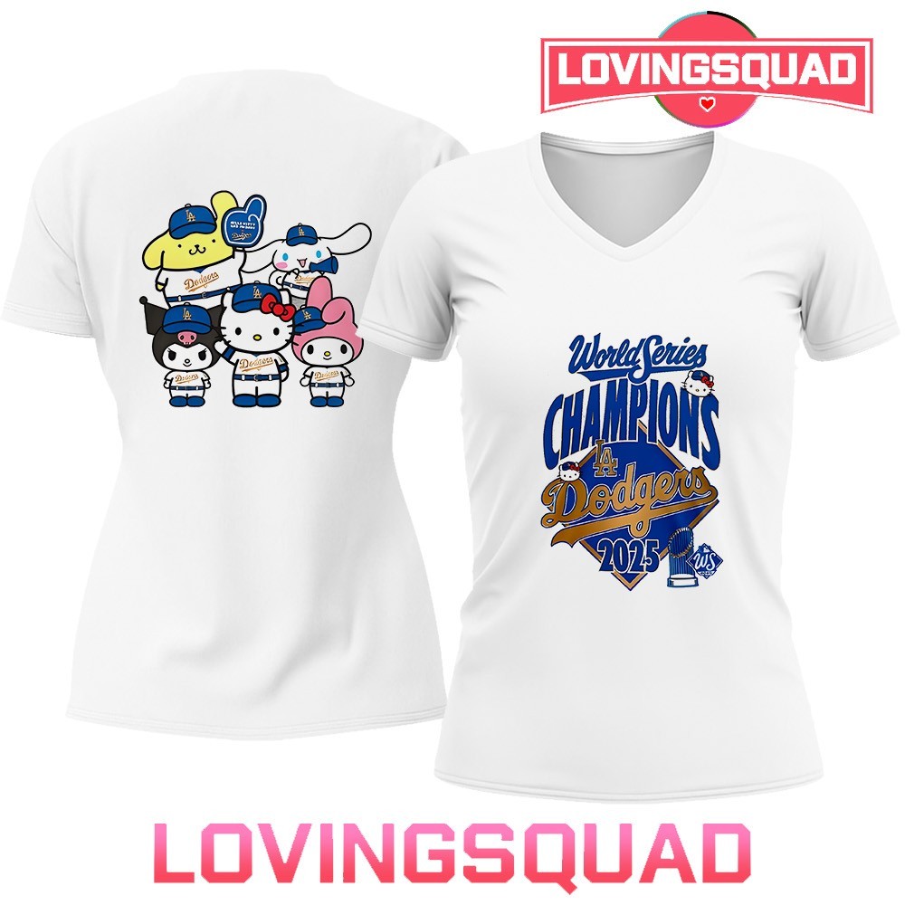 Hello Kitty x Los Angeles Dodgers Champions 2025 T-shirt, merch