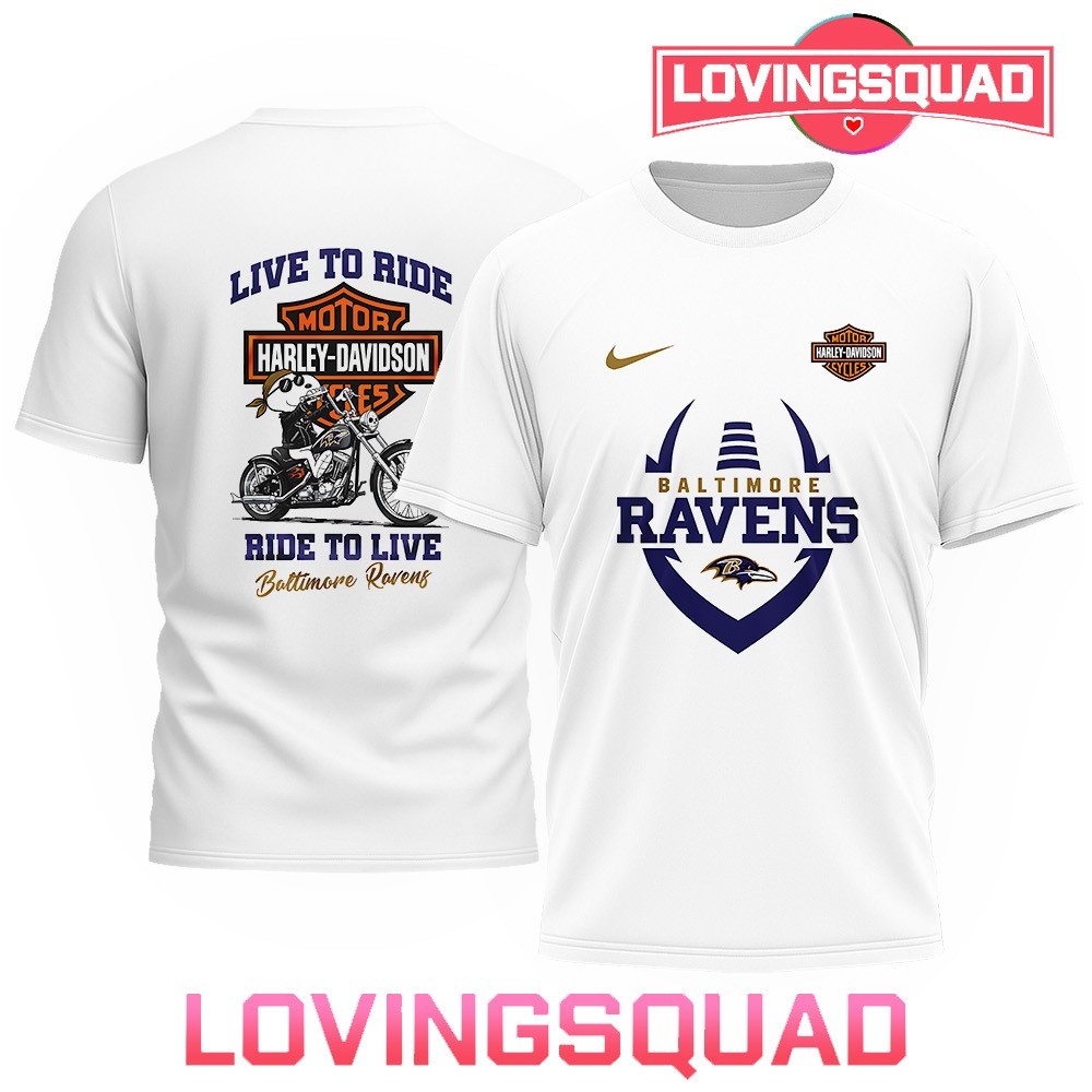 Baltimore Ravens x Peanuts Snoopy Harley Davidson live to ride