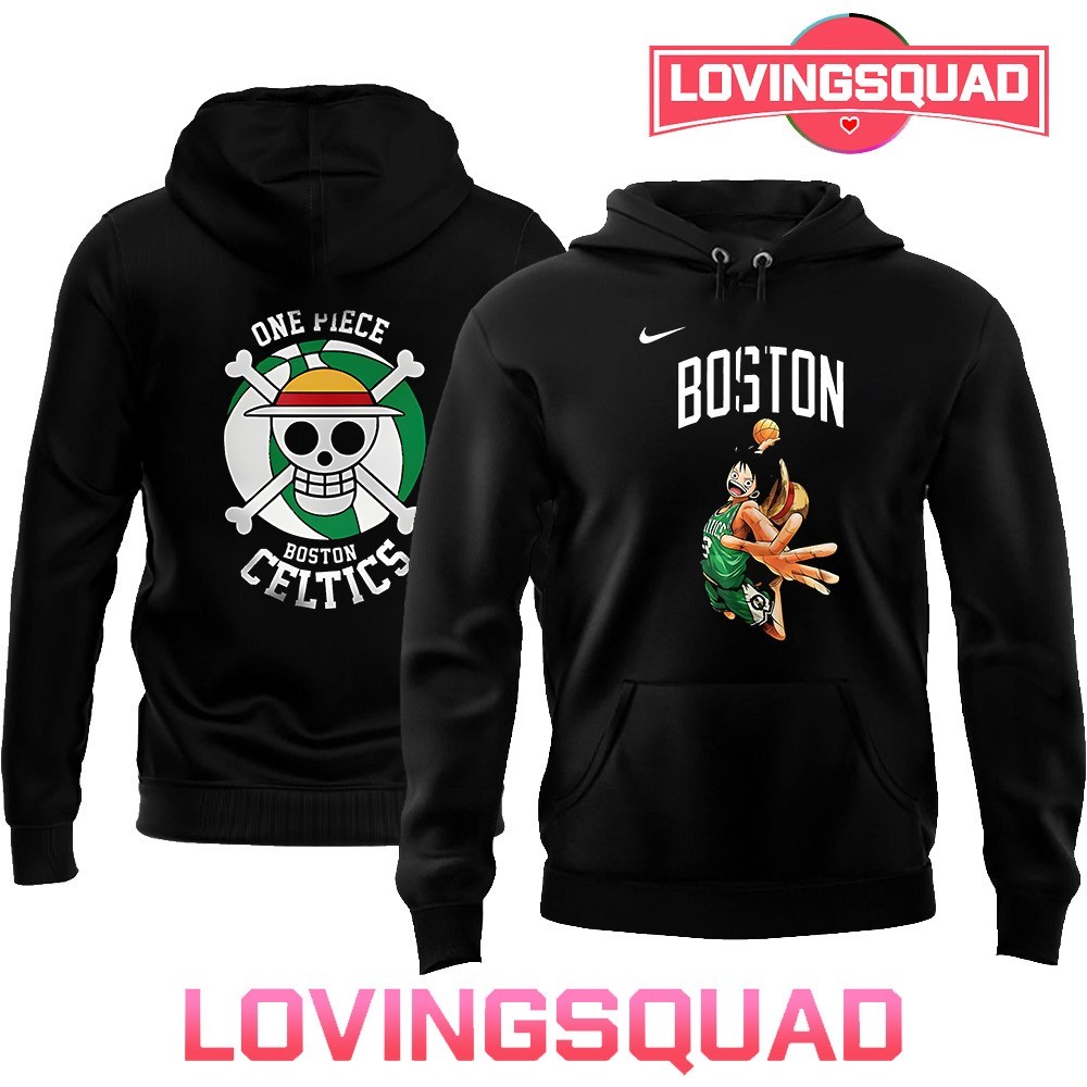 Boston Celtics x One Piece Luffy basketball pose shirt, merch