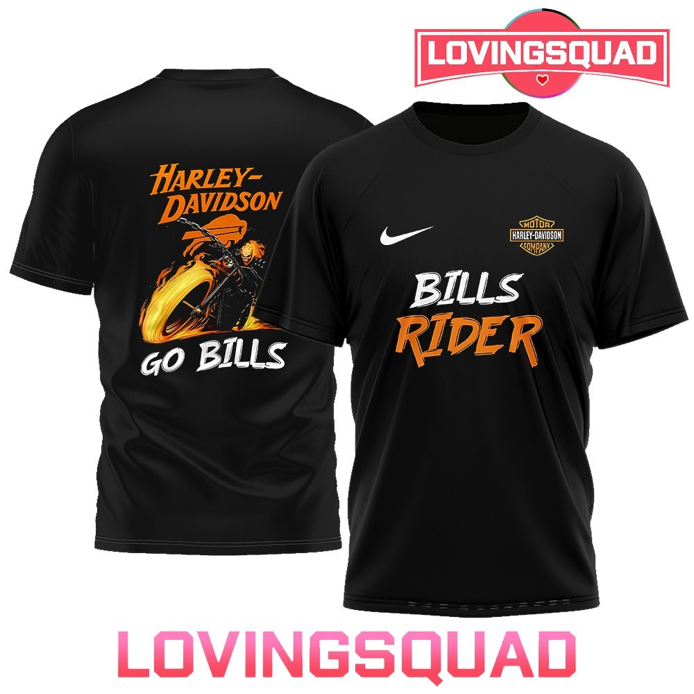 Buffalo Bills Ghost Rider Harley Davidson motorcycle Double-Sided Graphic  T-Shirt, merch, gear \u0026 apparel, image size:1000x1000