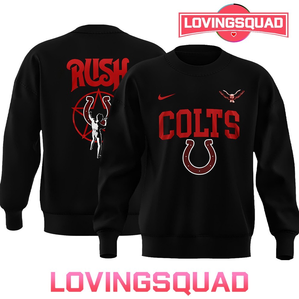 Indianapolis Colts x Rush logo Double-Sided Graphic T-Shirt, merch