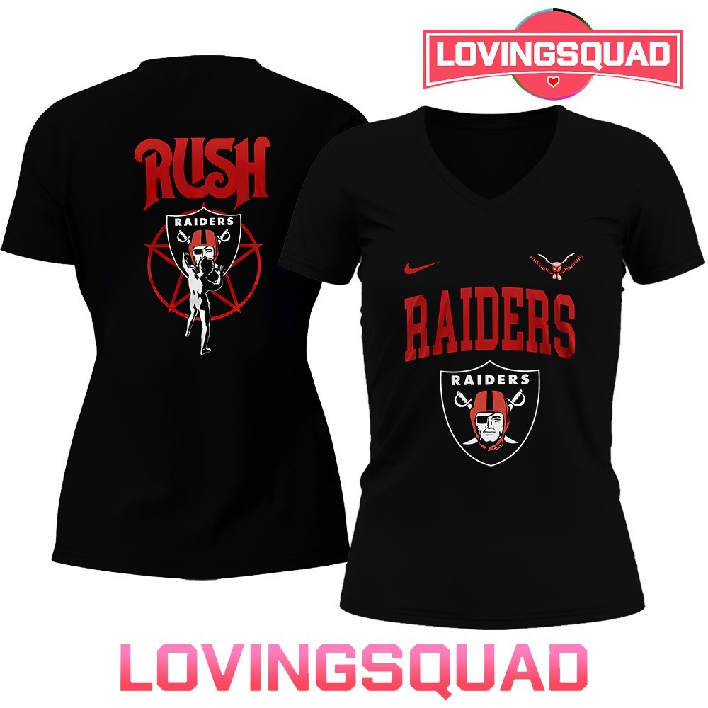 Las Vegas Raiders x Rush logo Double-Sided Graphic T-Shirt, merch, gear \u0026  apparel, image size:1000x1000