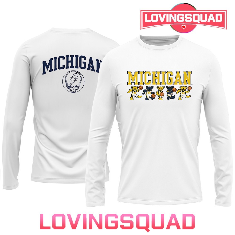 Michigan Wolverines x Grateful Dead dancing bear basketball mascot