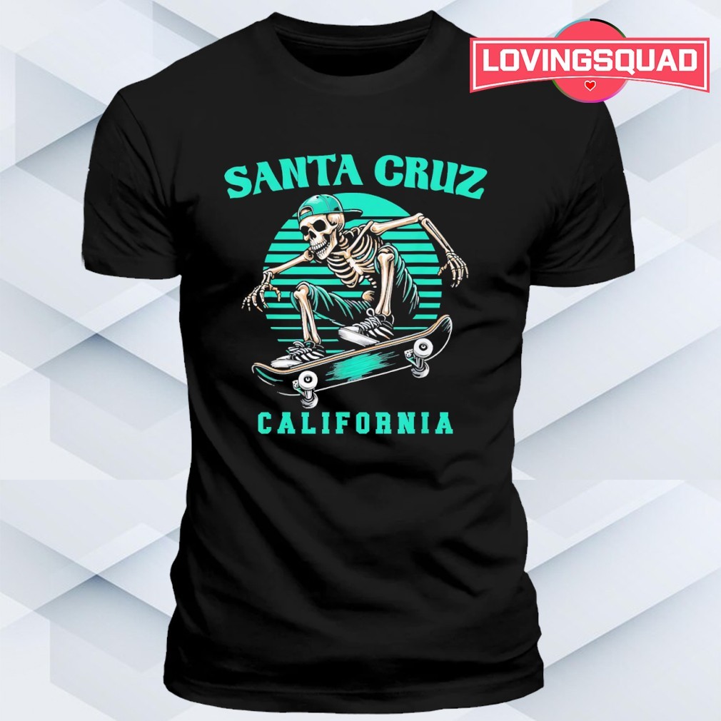 Old school santa cruz california skeleton skating shirt, merch