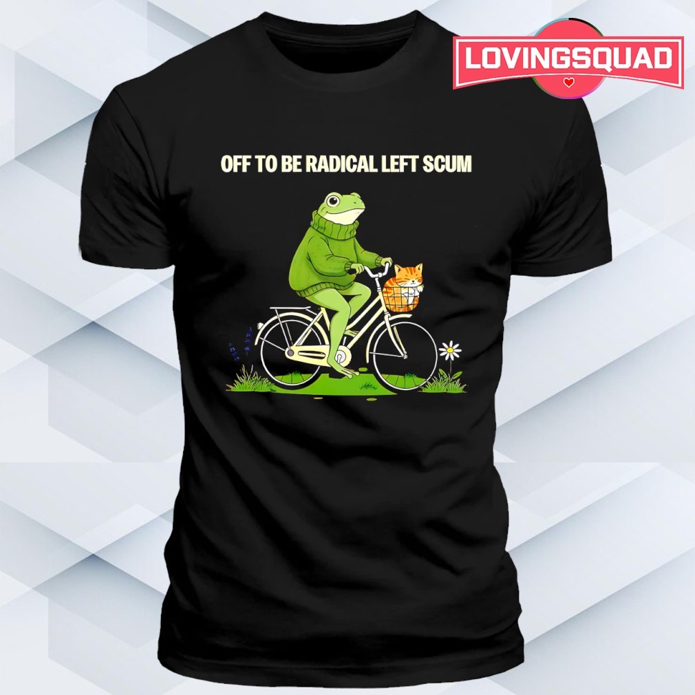 Frog riding bicycle off to be radical left scum shirt, merch, gear